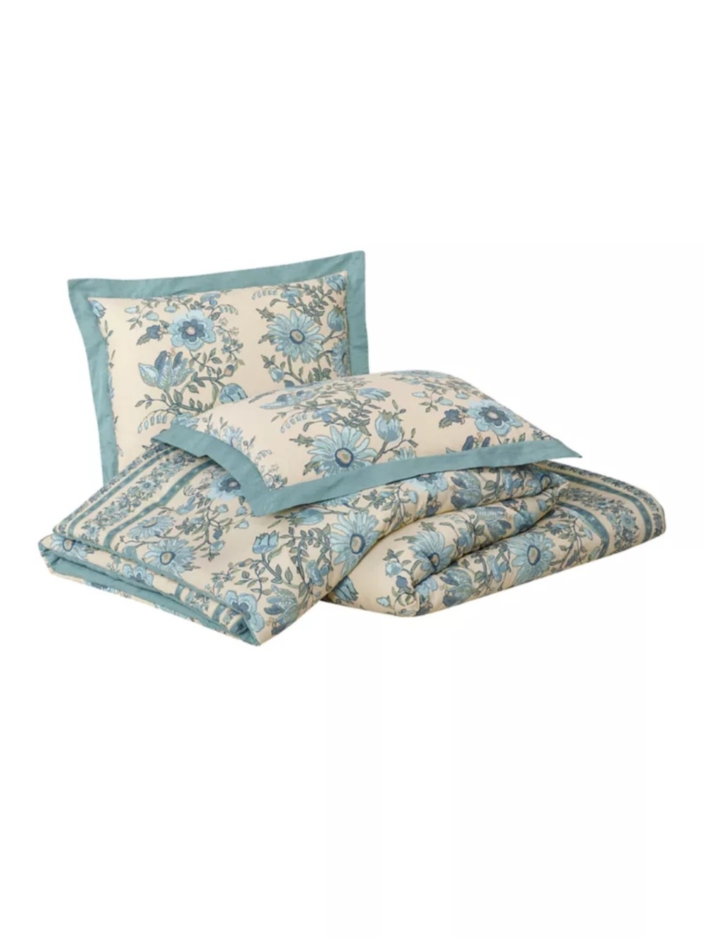 NWT Spartina 449 Mystic Moss Floral 3PC Cotton Sateen Comforter Set Full/Queen - Picture 6 of 10